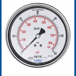 High Pressure Gauge 232.50.100 NPT 1/2" Back, Kg/cm2 & Psi - WIKA